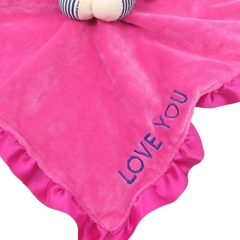 Carters Pink Doll Rattle Plush Lovey Lovie Security Blanket Love You Ruffle